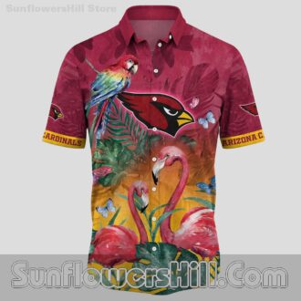 Arizona Cardinals Sunset Flamingo & Parrot Print Casual Shirt for Football Lovers