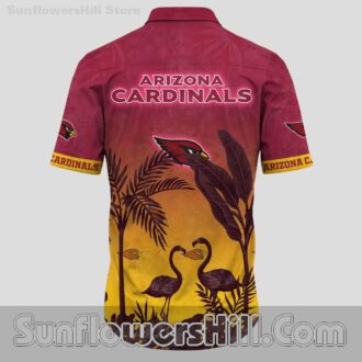 Arizona Cardinals Sunset Flamingo Print Short Sleeve Shirt for Outdoor Parties