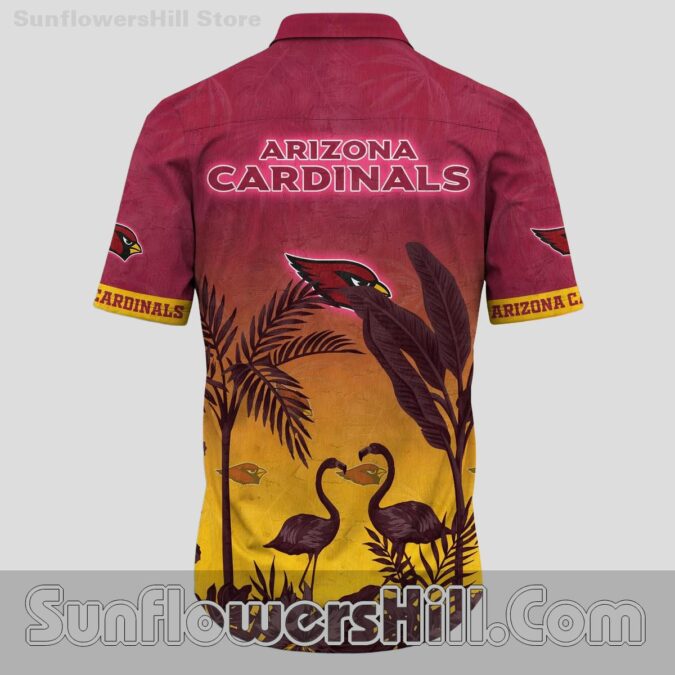 Arizona Cardinals Sunset Flamingo Print Short Sleeve Shirt for Outdoor Parties