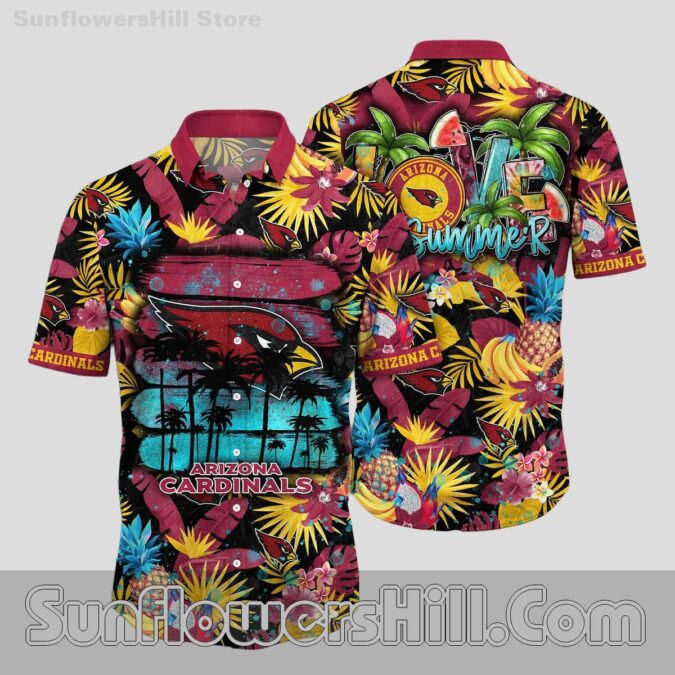 Arizona Cardinals Sunset Graffiti Love Summer Hawaiian Shirt for Vacation Fans