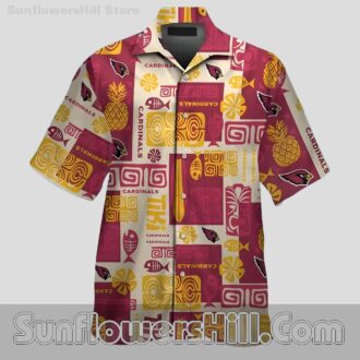 Arizona Cardinals Tiki Patchwork Hawaiian Shirt for Game Day Parties