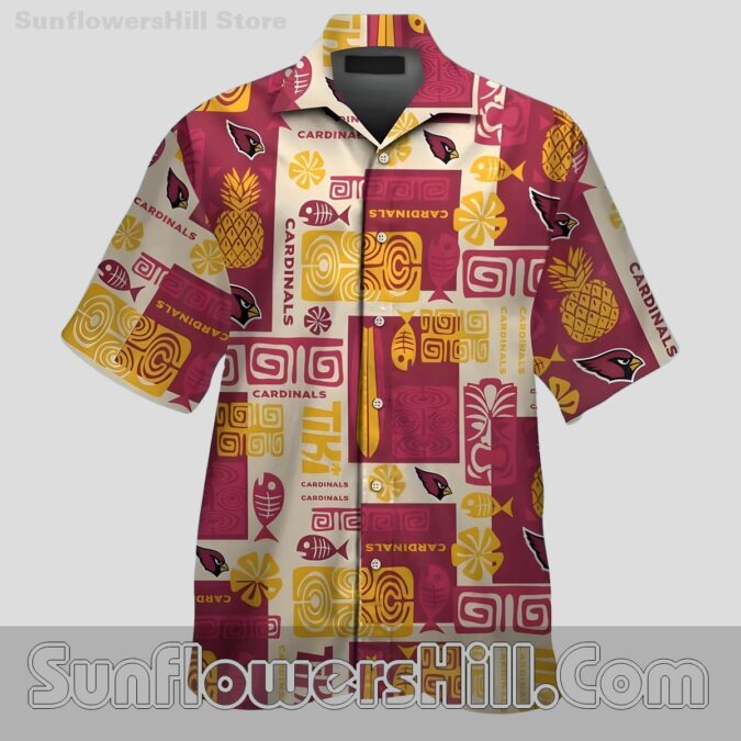 Arizona Cardinals Tiki Patchwork Hawaiian Shirt for Game Day Parties