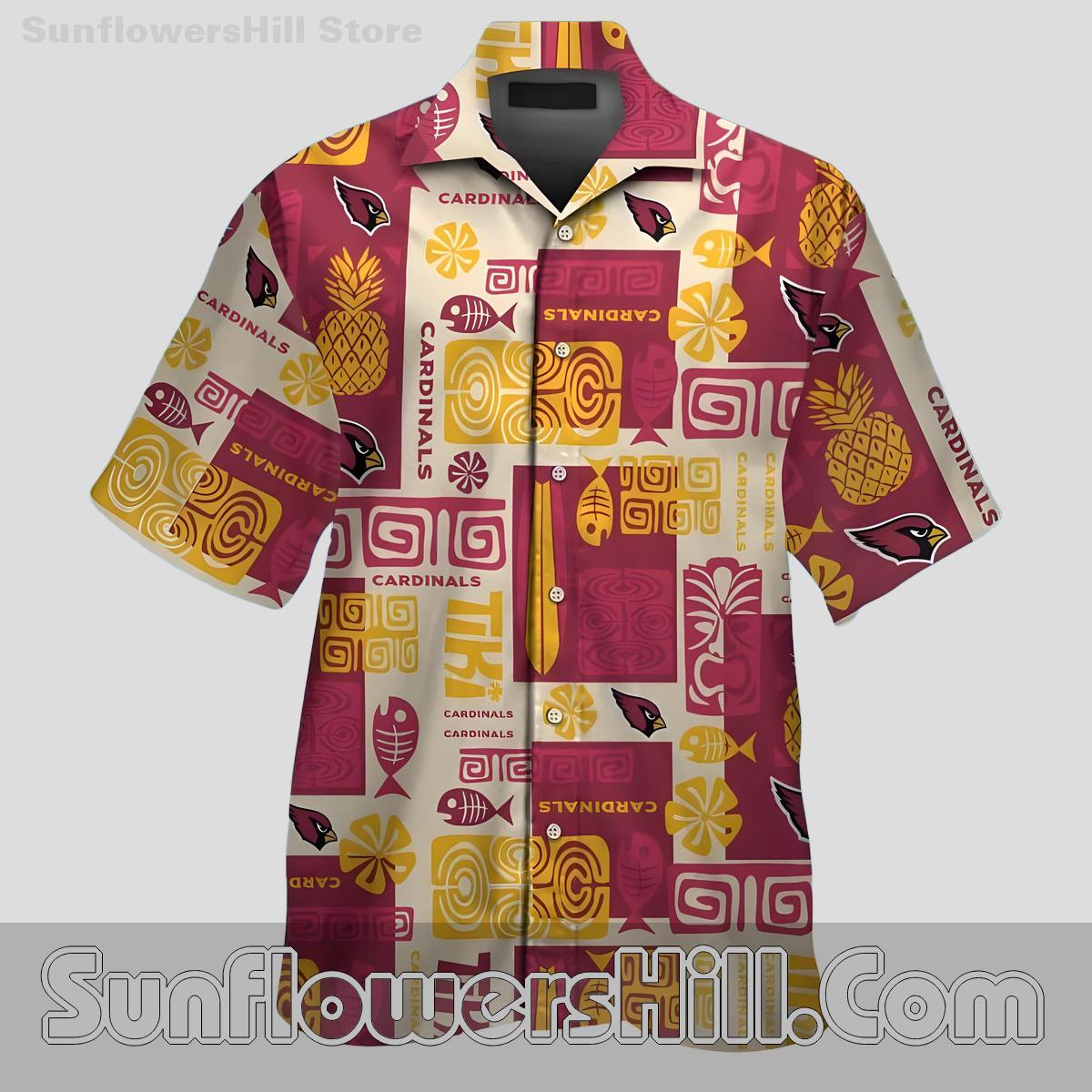 Arizona Cardinals Tiki Patchwork Hawaiian Shirt for Game Day Parties