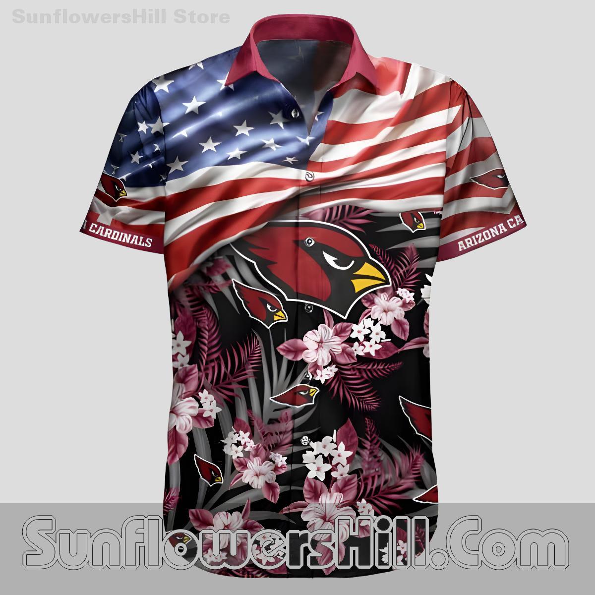 Arizona Cardinals Tropical Flag Print Unisex Shirt for Beach Weekends