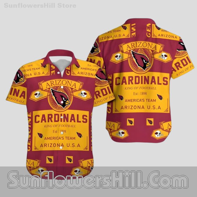 Arizona Cardinals Yellow Vintage Poster Style Casual Shirt for Backyard BBQs