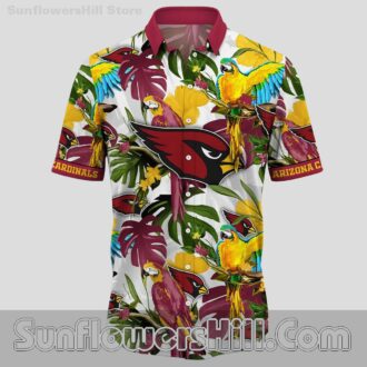 Men's Arizona Cardinals Tropical Parrot Button Up Shirt for Summer BBQ