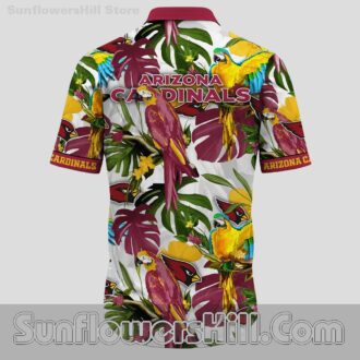 Men's Arizona Cardinals Tropical Parrot Button Up Shirt for Summer BBQ