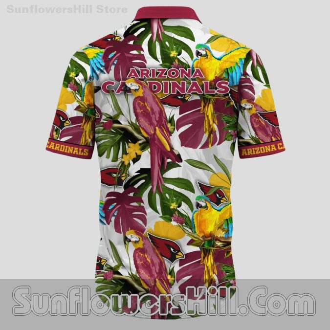 Men's Arizona Cardinals Tropical Parrot Button Up Shirt for Summer BBQ