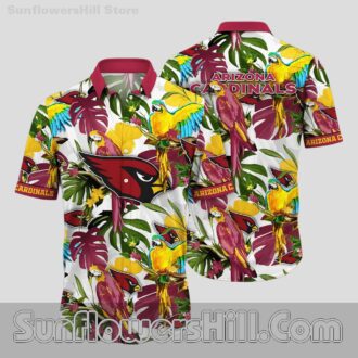 Men's Arizona Cardinals Tropical Parrot Button Up Shirt for Summer BBQ