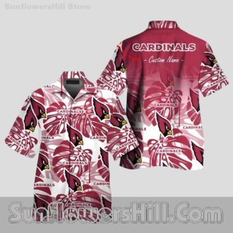 Personalized Arizona Cardinals Monstera Leaf Button Up Shirt for Summer Fans