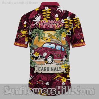 Trendy Arizona Cardinals Surf Car Button Up Shirt for Beach Tailgates