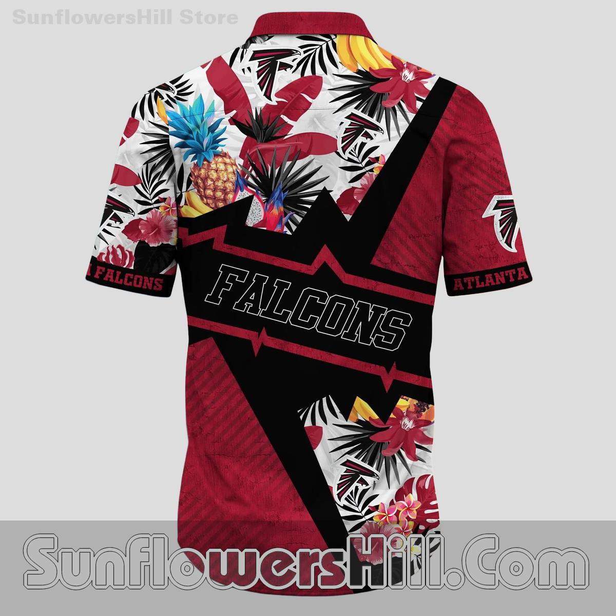 Atlanta Falcons Black and Red Aloha Shirt with Pineapple Design for Vacation or Father’s Day