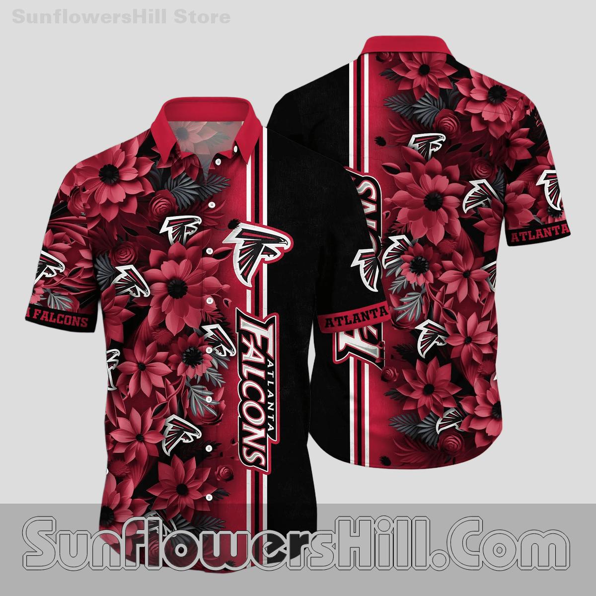 Atlanta Falcons Black Floral Button Up Shirt for Fans Who Like a Bold Look