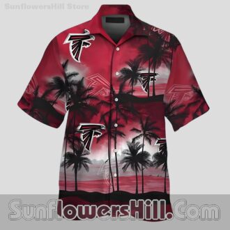 Atlanta Falcons Dark Beach Print Casual Shirt for Vacation and Tailgate Days
