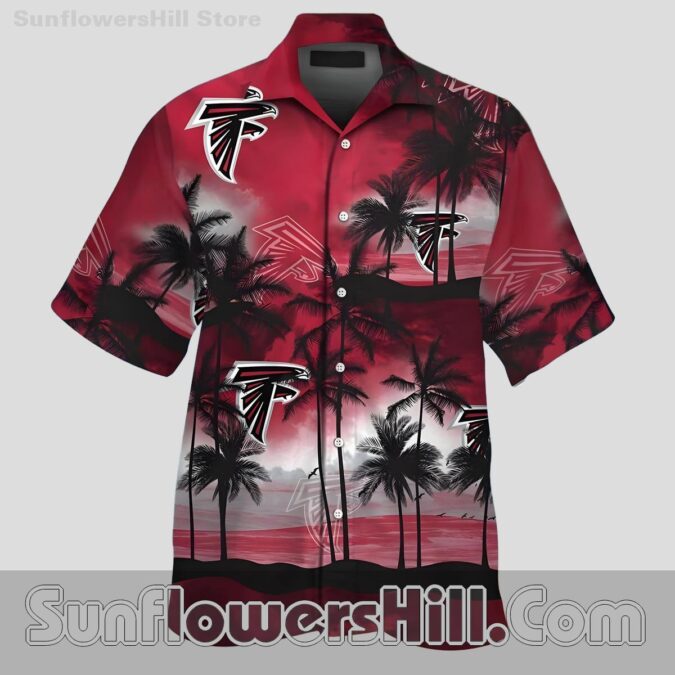 Atlanta Falcons Dark Beach Print Casual Shirt for Vacation and Tailgate Days