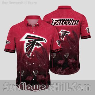 Atlanta Falcons Deep Red Flamingo Print Short Sleeve Shirt for Dads and Sports Lovers