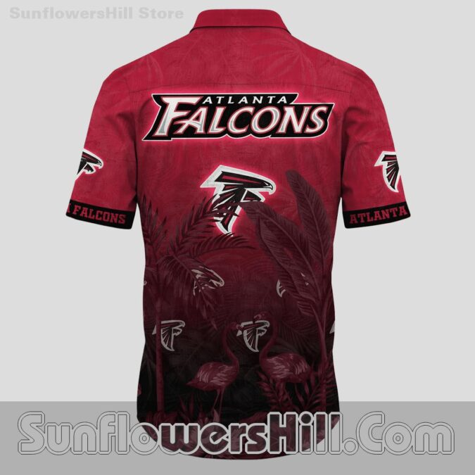 Atlanta Falcons Deep Red Flamingo Print Short Sleeve Shirt for Dads and Sports Lovers