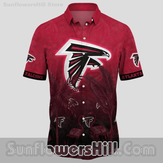 Atlanta Falcons Deep Red Flamingo Print Short Sleeve Shirt for Dads and Sports Lovers