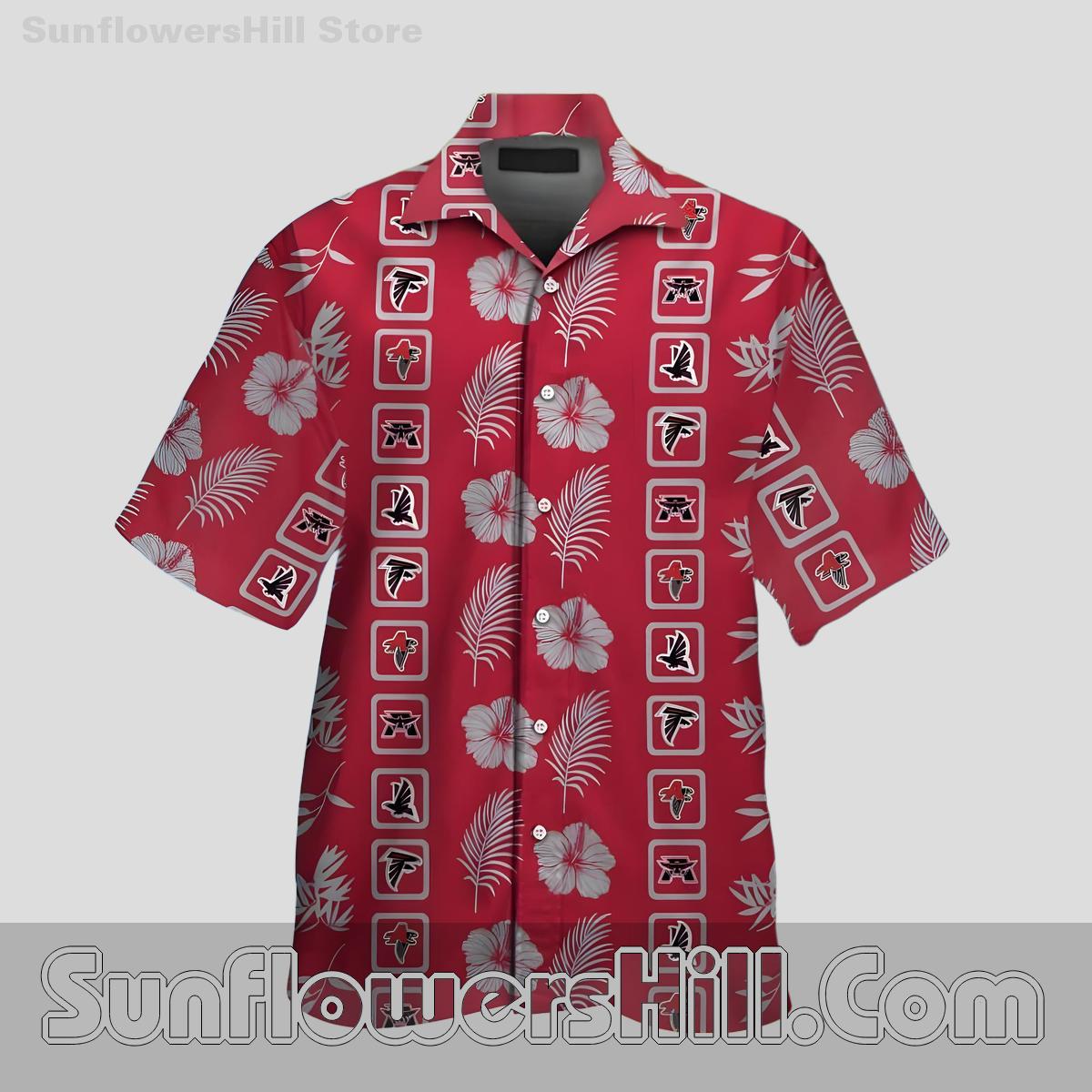 Atlanta Falcons Elegant Leaf Pattern Casual Shirt for BBQs and Travel Days
