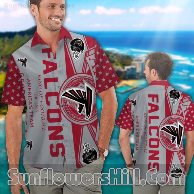 Atlanta Falcons Gray Star Pattern Button Up Shirt for Game Day Tailgates