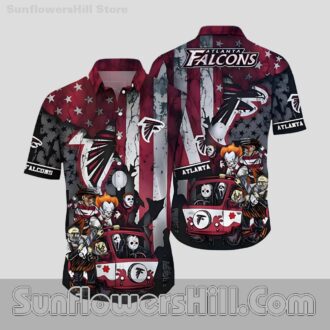 Atlanta Falcons Halloween Horror Van Short Sleeve Shirt for Scary Movie Lovers