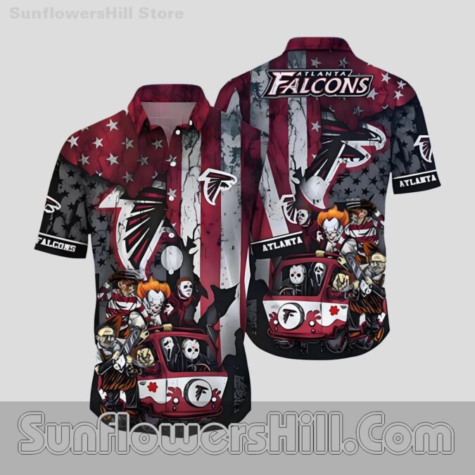 Atlanta Falcons Halloween Horror Van Short Sleeve Shirt for Scary Movie Lovers