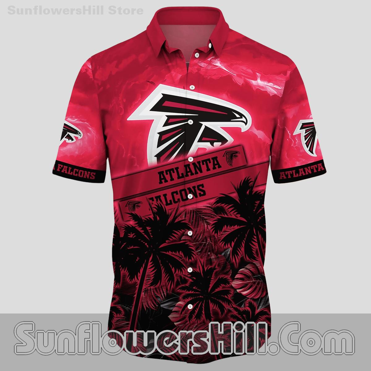 Atlanta Falcons Lightning Fade Button Down Shirt for Bold Fans on Vacation