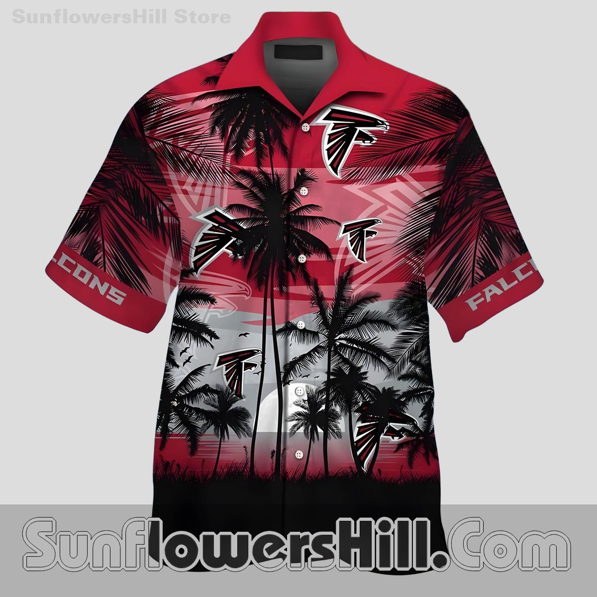 Atlanta Falcons Moonlight Palm Casual Shirt for Tailgate Crew and Summer Getaways