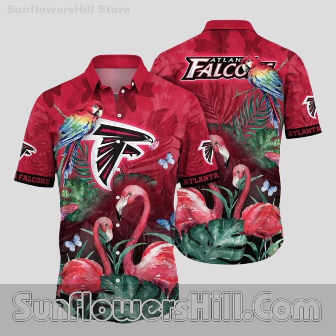 Atlanta Falcons Parrot and Butterfly Aloha Shirt for Sports Fans Who Love the Tropics