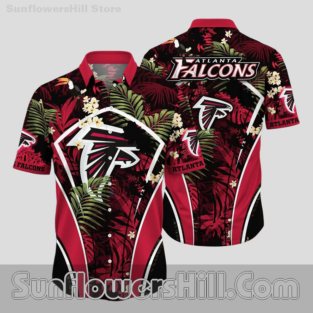 Atlanta Falcons Plumeria Print Hawaiian Shirt for Game Day and Casual Fridays