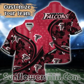 Atlanta Falcons Polynesian Floral Button Down Shirt for Family Gatherings and Vacations