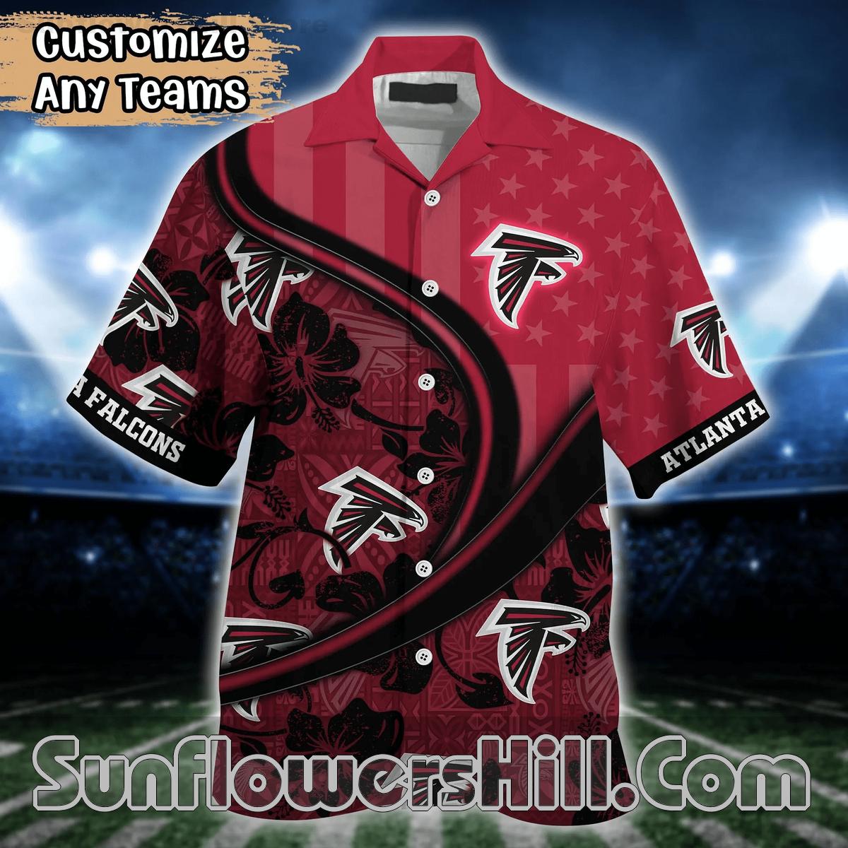 Atlanta Falcons Polynesian Floral Button Down Shirt for Family Gatherings and Vacations