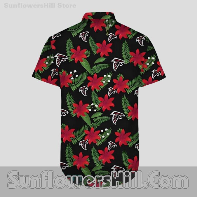 Atlanta Falcons Red Black Hibiscus Hawaiian Shirt for Summer Beach Fans
