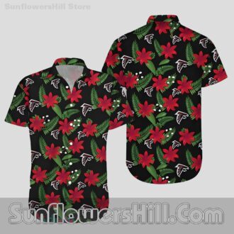 Atlanta Falcons Red Black Hibiscus Hawaiian Shirt for Summer Beach Fans