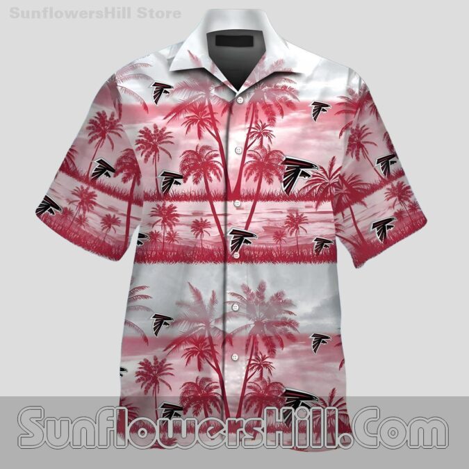 Atlanta Falcons Red White Palm Leaf Button Up Shirt for Game Day Fans