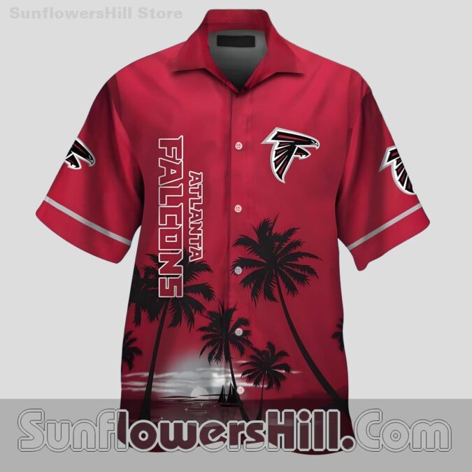 Atlanta Falcons Tropical Silhouette Short Sleeve Shirt for Cruise Wear or Father’s Day Gift
