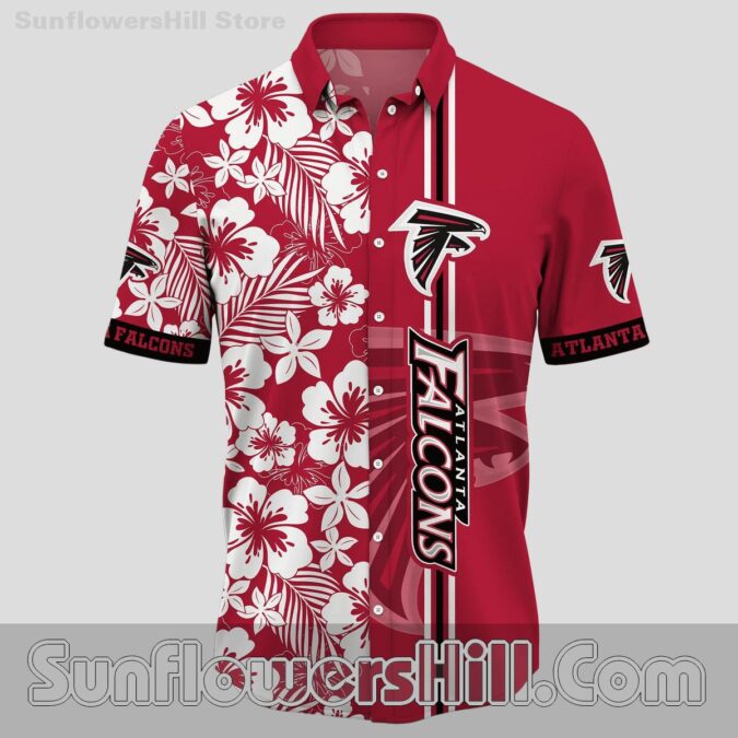 Atlanta Falcons Tropical Stripe Button Up Shirt for Beach Parties and Summer Fun