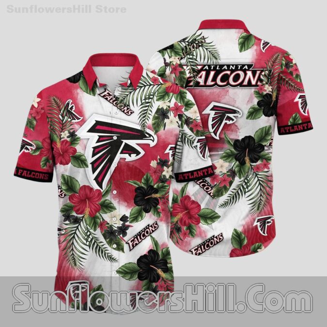 Retro Atlanta Falcons Aloha Flower Print Unisex Shirt for Vacations and Football Parties