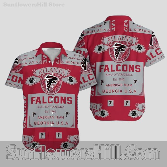 Retro Atlanta Falcons Red Badge Design Casual Shirt for Backyard BBQs and Football Season