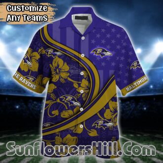 Baltimore Ravens American Flag Button Up Shirt for Game Day Cookouts