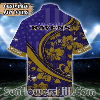 Baltimore Ravens American Flag Button Up Shirt for Game Day Cookouts