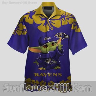 Baltimore Ravens Baby Yoda Hawaiian Shirt for Game Day and Star Wars Fans
