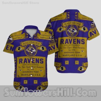 Baltimore Ravens Championship Style Short Sleeve Shirt for Cookouts and Beach Days