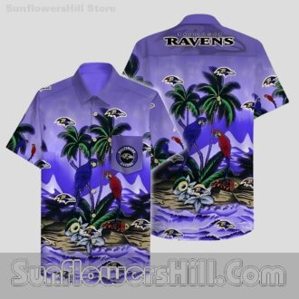 Baltimore Ravens Coastal Parrot Short Sleeve Shirt for Father’s Day or Weekend Trips
