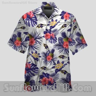 Baltimore Ravens Colorful Floral Short Sleeve Shirt for Vacation or Casual Fridays