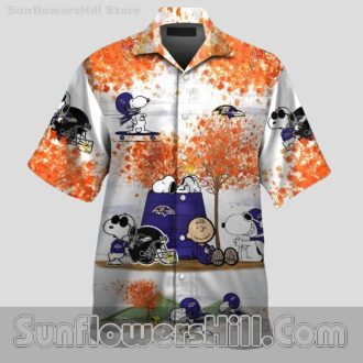 Baltimore Ravens Fall Leaves Hawaiian Shirt for Peanuts Fans and Gameday