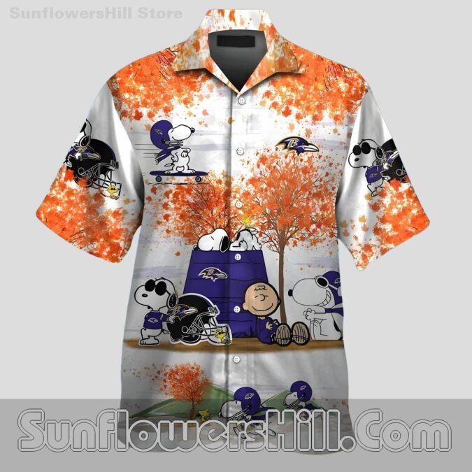Baltimore Ravens Fall Leaves Hawaiian Shirt for Peanuts Fans and Gameday