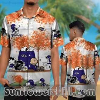 Baltimore Ravens Fall Leaves Hawaiian Shirt for Peanuts Fans and Gameday