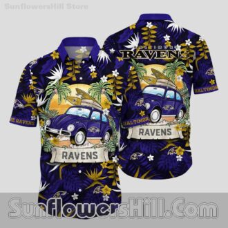 Baltimore Ravens Floral Cruiser Casual Shirt for Fans and Backyard BBQs