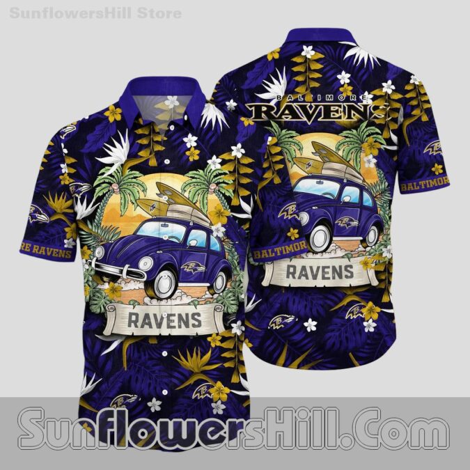 Baltimore Ravens Floral Cruiser Casual Shirt for Fans and Backyard BBQs